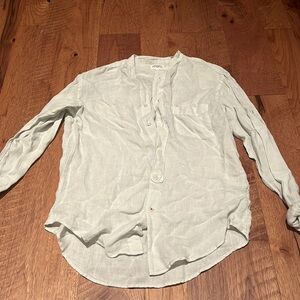 NWT Hartford Alternative Classics Button Down Light Blue Green Top Size S